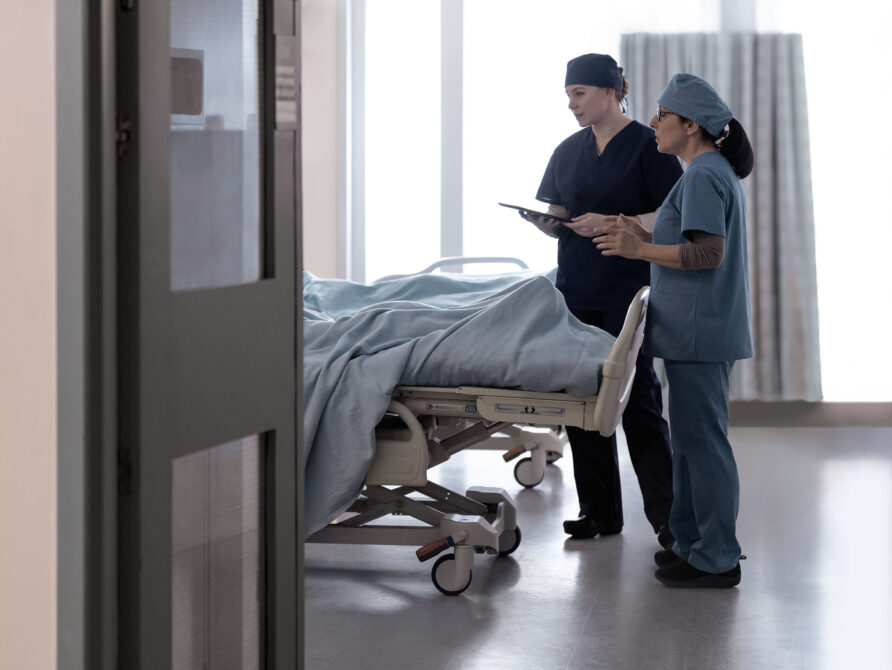 Clinicians with patient