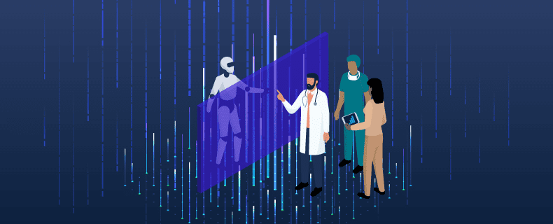 Graphical representation of AI and healthcare