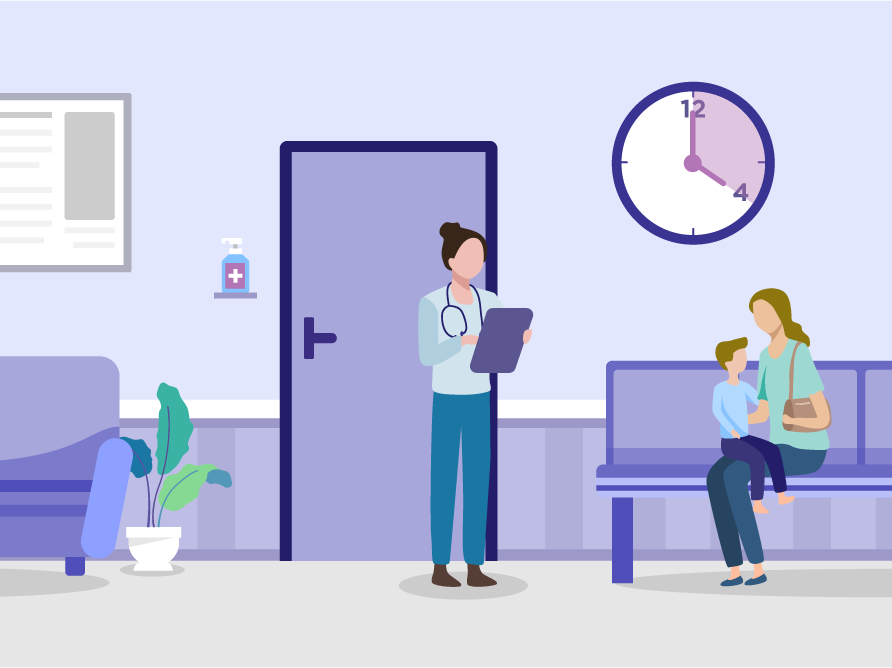 Graphical representation of patients waiting in doctor's office waiting room