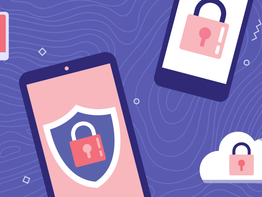 Multiple screens with a lock symbol