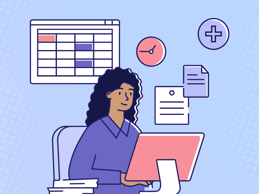 clinician at desk overwhelmed with paperwork