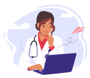 Physician using EHR on computer