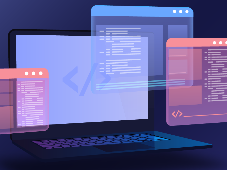 computer screens with code