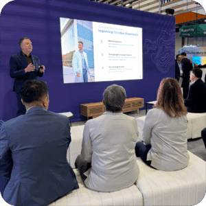 Altera employee giving presentation about healthcare at HIMSS25