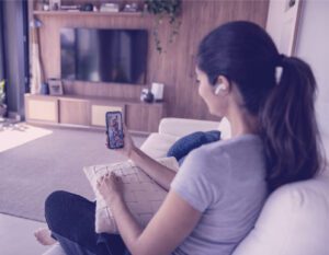Woman video chatting on phone