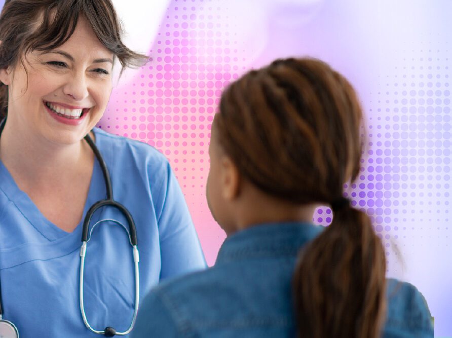 Nurse talking to patient i hospital