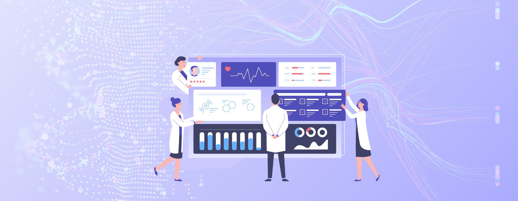 Doctors looking at data