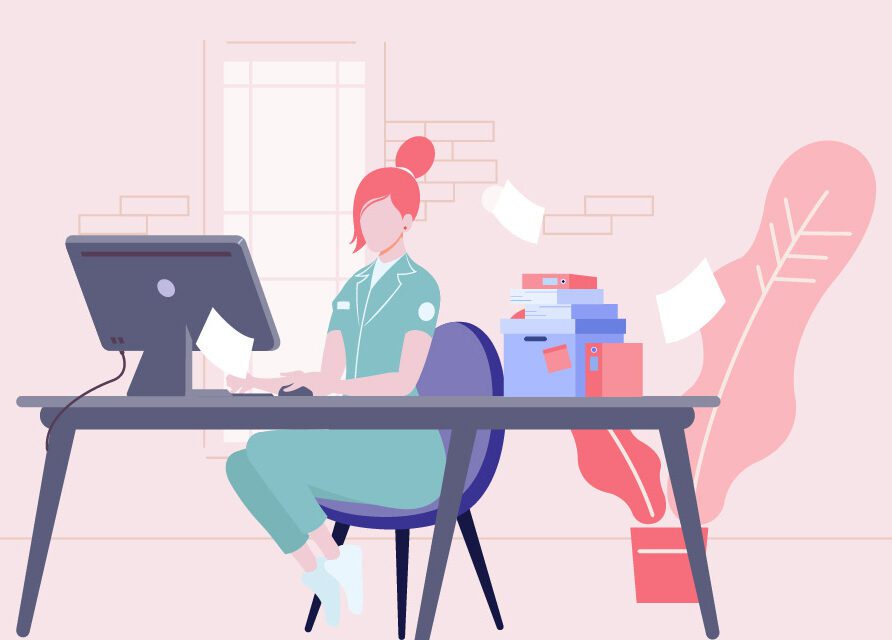 Clinician at desk