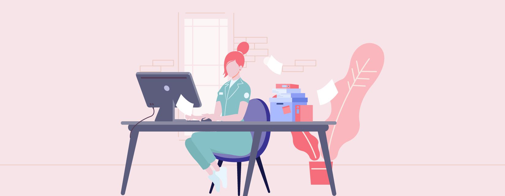 Clinician at desk